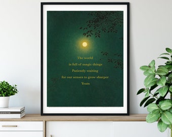 W. B. YEATS POSTER-The World Is Full Of Magic Things-W.B.Yeats Prints-Sensitivity Quote-Yeats Poetry Print-W.B.Yeats Framed Poetry-Poet Gift