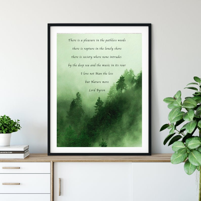 Lord BYRON FRAMED Nature Poem, There is a Pleasure in the Pathless