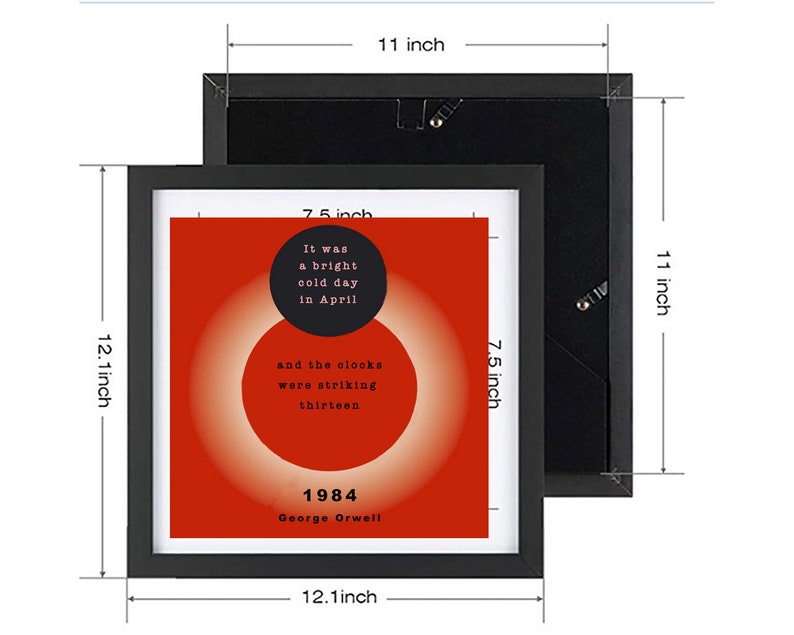 1984 ORWELL Framedand the Clocks Were Striking 13literary Quote Print Etsy