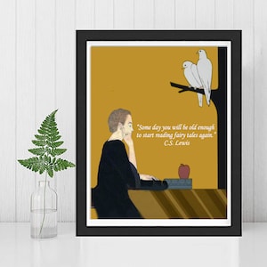 C S LEWIS PRINT Quote- The Lion The Witch and The Wardrobe-Christian Wall Art-Chronicles of Narnia-Framed-Reading Fairytales Again-Wisdom