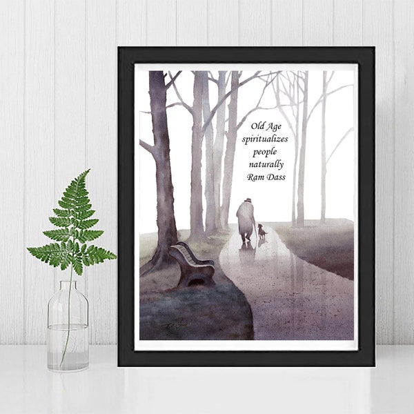 RAM DASS Art Print Old AGE-Framed Print-Inspirational Quote Mother's Day