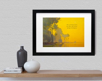 FRAMED SHAKESPEARE Print- The Earth Has Music For Those Who Listen-Framed Landscape-SANTAYANA Poetry Illustrated Print-Nature Quote