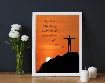 CARPE DIEM Seize the Day Framed Print Inspirational Quote Dead Poets Society