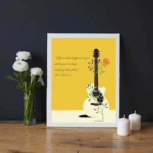 JOHN LENNON Lyric Print-Framed-Life is What Happens To You-Beautiful Boy-Wisdom-Music Lover-Beatles