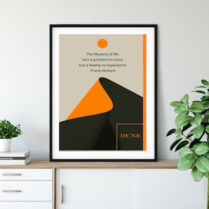 DUNE Frank Herbert Framed Mystery of Life Poster-WALL ART- Inspirational Quote Watercolor Artwork