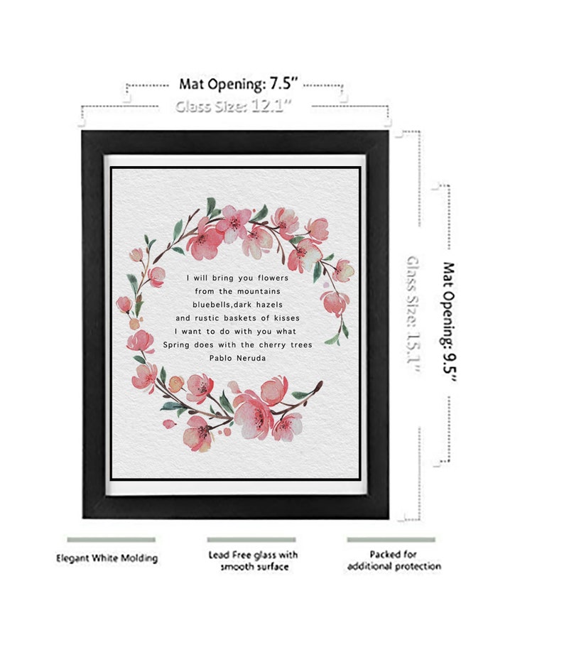 PABLO NERUDA Love Poem i Will Bring You Flowers.. Framed and Unframed