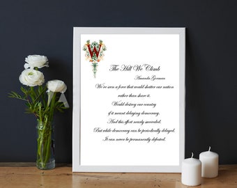 AMANDA GORMAN Hill We Climb Print Wall Art-Inauguration Poem Framed-Inspirational Quote-Democracy Poet