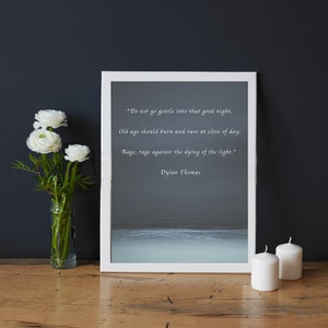 DYLAN THOMAS Print Framed- Do Not Go Gentle Into That Good Night- Wall Art-Poetry- Watercolor Mother&#39;s Day