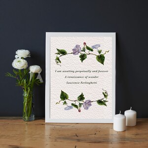 FERLINGHETTI -RENAISSANCE Of WONDER- Framed Print Inspirational Poetry and Watercolor-Back To School