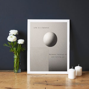 RUMI Framed LIFE is a BALANCE-Quote-Between Holding On and Letting Go-Life Quote-Rumi Art Print-Rumi Inspirational Wall Art-Zen Quote Print