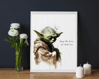 STAR WARS QUOTE May The Force Be With You Yoda Framed Print Graduation New Job Wedding Anniversary Gift