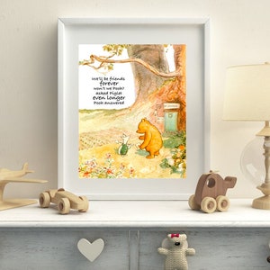 Freunde für immer-gerahmter Druck-WINNIE THE POOH-Kinderzimmer Kunst-Kinderzimmer-Freundschaft Zitat-Baby Shower Geschenk