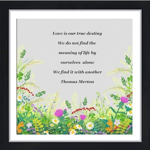 Framed THOMAS MERTON LOVE Quote- Inspirational Wall Art &quot;Love is our True Destiny&quot;Mothers Day