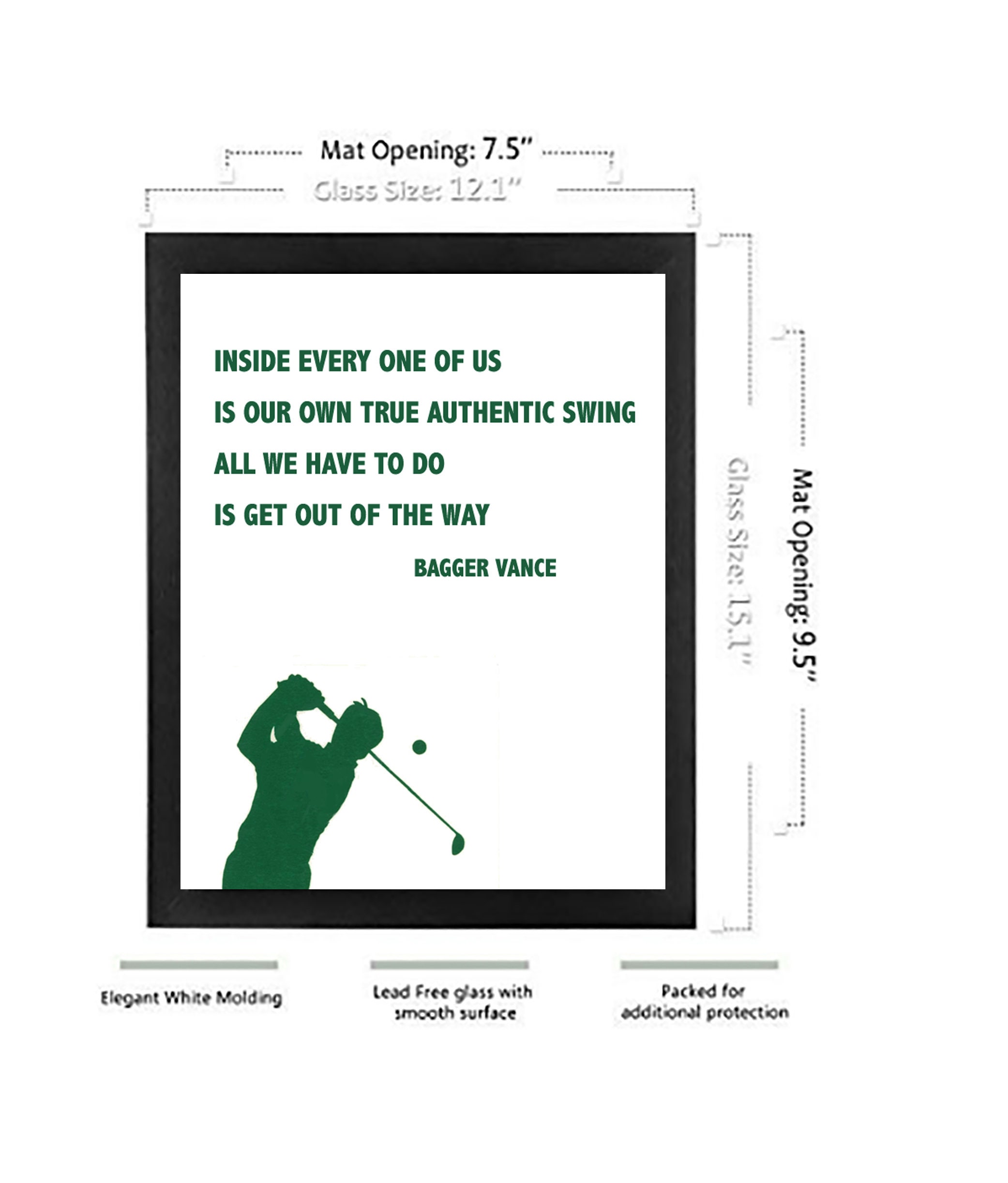 GOLF BAGGER VANCE Quote Print- Our One Authentic Swing- Framed With Mat ...