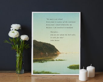 JOHN DONNE Enmarcado - Por quién doblan las campanas - Lámina motivacional - Frase sobre la amistad