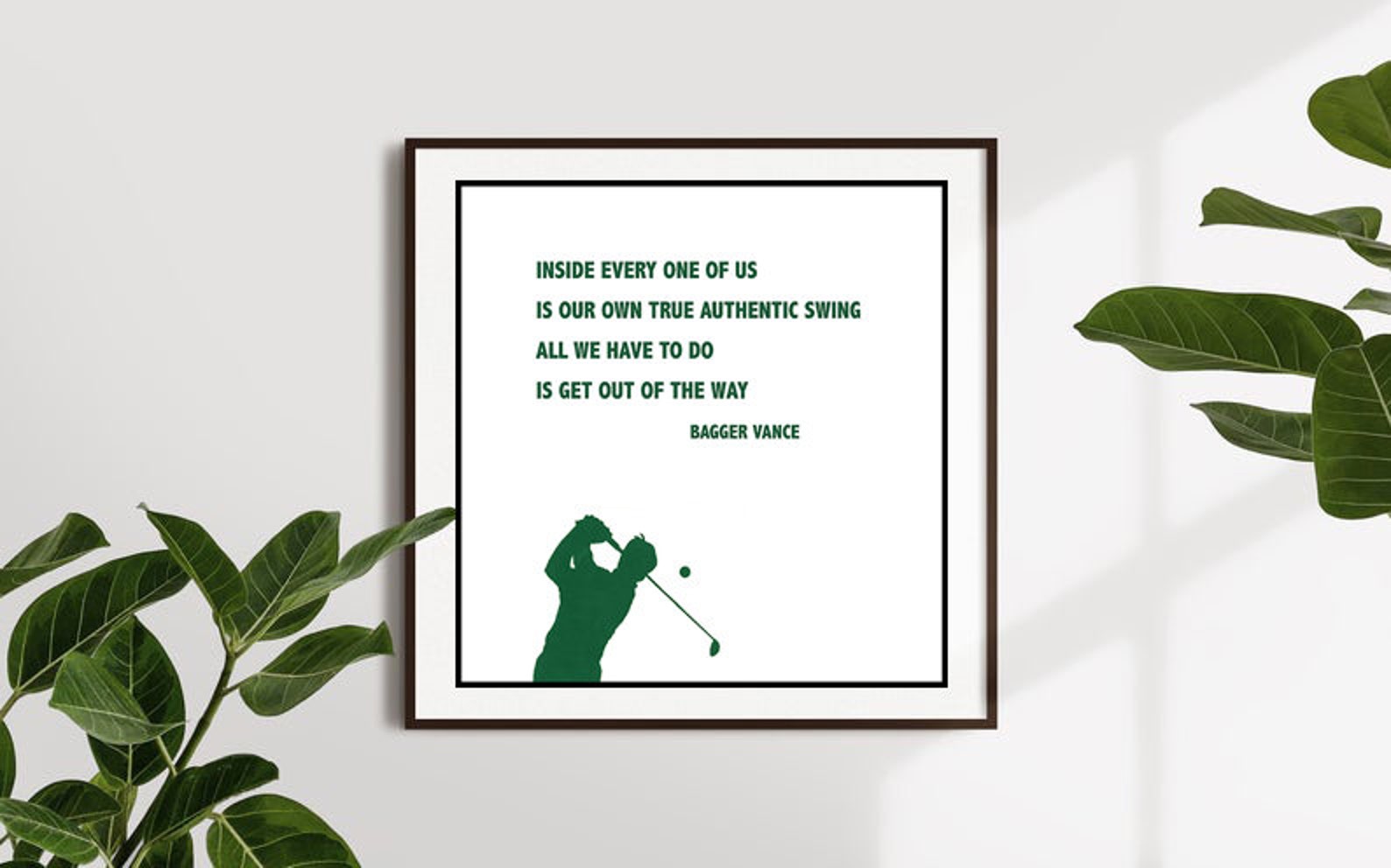 GOLF BAGGER VANCE Quote Print- Our One Authentic Swing- Framed With Mat ...