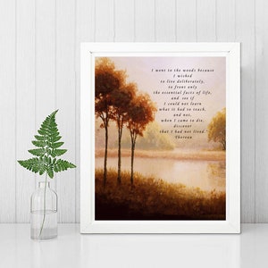 Walden FRAMED PRINT-Henry David Thoreau-Life in the Woods Wall Art-gifts for him-quote print-men&#39;s gifts -nature lover gift
