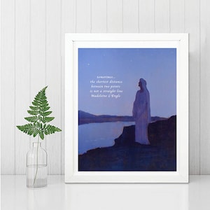 A WRINKLE IN TIME Madeleine L'Engle -The Shortest Distance Between Two Points is Not a Straight Line-Young Adult Fiction-Framed Father's Day