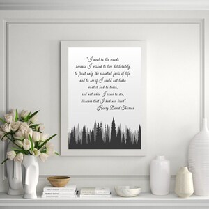 FRAMED Henry David THOREAU Quote Walden PRINT- I Went To The Woods- Framed-Inspirational-Back to Nature-Travel