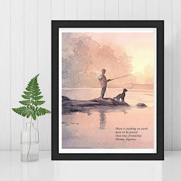 THOMAS AQUINAS FRIENDSHIP Quote Framed Print-Nothing on earth more to be prized than true friendship-Best Friend Pet Painting-