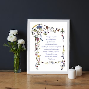 C.S.LEWIS MERE CHRISTIANITY-C S Lewis Poster-Imagine Yourself As a House-C S Lewis Illustrated Framed Print-C S Lewis WallArt-Wisdom Print