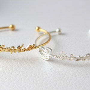 Handwriting Jewelry - Adjustable Signature Bangle - Handwriting Bracelet in Sterling Silver - MOTHER&#39;S GIFT