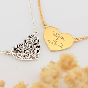Zwei Fingerabdruck Herz Halskette - Zwei Fingerabdruck Herz Halskette - Personalisierte Handschrift Halskette - Echte Fingerabdruck Halskette - Zwei Fingerabdruck Halskette