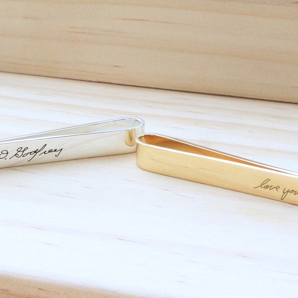 Personalized Signature Tie Clip - Handwriting Tie Bar - Signature Tie Clip - Father's Gift - Groomsmen Gift - Tie Clip For Dad