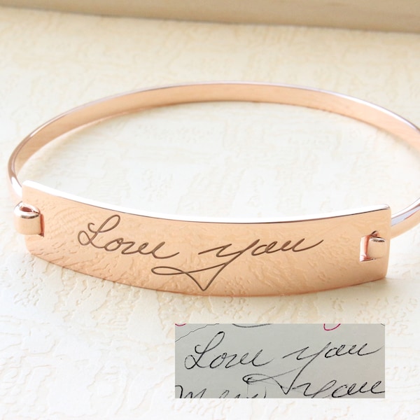Sterling Silver Handwriting Bangle - Personalized Signature Bracelet, Sentimental Gift, GRANDMA GIFT, Mother Gift