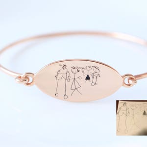Actual Kid's Drawing Bracelet Personalized Signature Bracelet Memorial Jewelry Handwriting Bracelet Mother's Gift Christmas Gift image 4