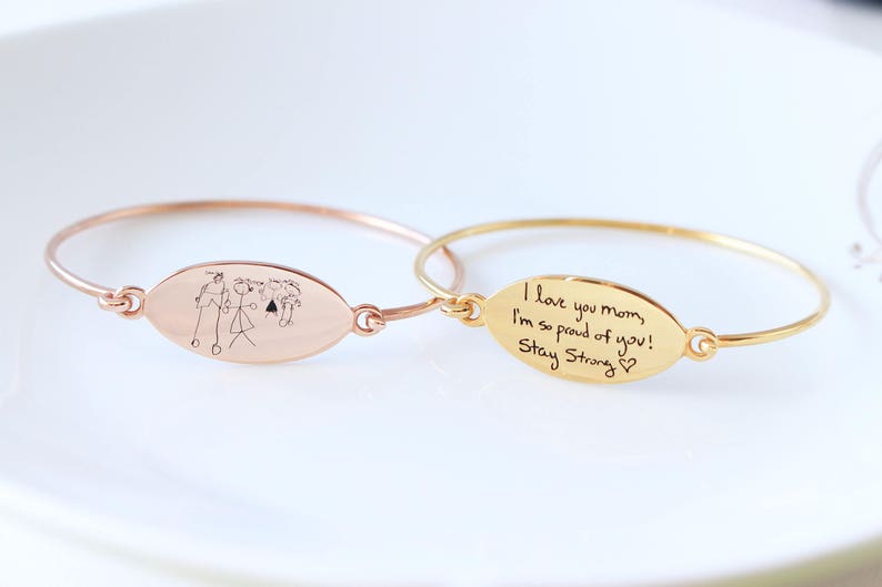 Actual Kid's Drawing Bracelet Personalized Signature Bracelet Memorial Jewelry Handwriting Bracelet Mother's Gift Christmas Gift image 2