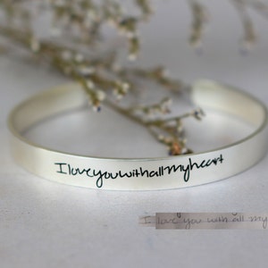 Actual Handwriting Cuff Bangle - Engraved Cuff Bangle - Personalized Cuff - Signature Cuff- Bridesmaid Gift - Christmas Gift
