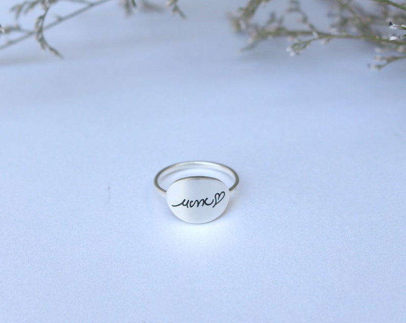 Engraved Handwriting Ring Custom Signature Ring Engraved Etsy