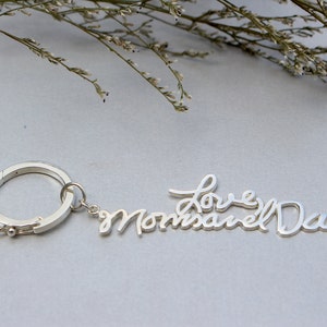 Handwriting Keychain - Signature Keychain - Keychain in Sterling Silver - Custom Keychain - Christmas Gift