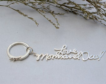 Handwriting Keychain - Signature Keychain - Keychain in Sterling Silver - Custom Keychain - Christmas Gift