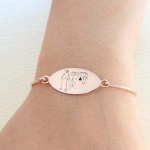 Actual Kid's Drawing Bracelet Personalized Signature Bracelet Memorial Jewelry Handwriting Bracelet Mother's Gift Christmas Gift image 1
