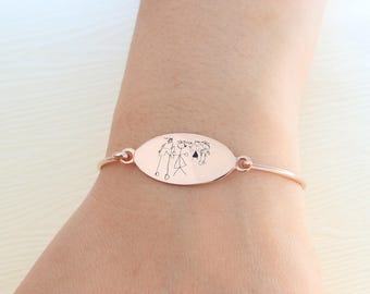 Actual Kid's Drawing Bracelet - Personalized Signature Bracelet -Memorial Jewelry - Handwriting Bracelet - Mother's Gift - Christmas Gift