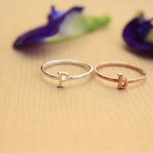 Personalisierter Anfangsring: Sterling Silber Stapelring