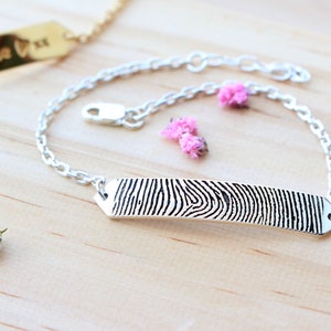 Sterling Silver Fingerprint Bracelet - Actual Handwriting Bracelet - Handmade Jewelry - Personalized Bracelet - Loved Ones Fingerprint