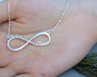 Personalized Infinity Necklace - Eternity Necklace in Sterling Silver - Promised Necklace - Silver Necklace - Christmas Gift