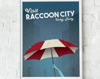 Resident Evil Umbrella Wall Print, Raccoon City Home Decor, Minimal Print