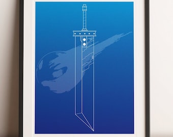 Final Fantasy VII, Buster Sword, Minimal Wall Print