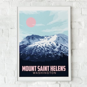 Mt St Helens Wall Art, Washington State Decor, Pacific Northwest Mountains, Minimal Art Print