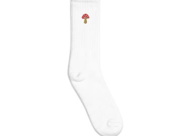 Pilz bestickte Socken kuschelige, weiche Baumwoll-Crew-Socken-niedliche Pilz-Geschenke Naturliebhaber Zubehör