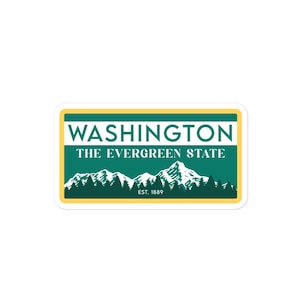 Washington Evergreen State stickers, durable high-opacity vinyl decals for laptops, water bottles, cars
