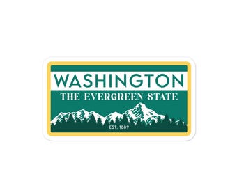 Adesivi dello Stato di Washington Evergreen, decalcomanie in vinile resistenti e ad alta opacità per computer portatili, bottiglie d'acqua, auto
