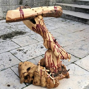 Precious Blood of Christ.  Crucifixion of Jesus right leg, Protection of the church. Wooden sculpture. Olive wood sculpture. Jesus sculpture