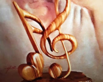 Wooden G Clef, Home decor, Music gift, Music sculpture, Music Note, Unique, Music Teacher Gift, G Clef gift, G Clef sculpture, Music art.