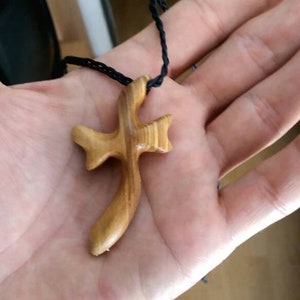 Wooden cross necklace, Cross pendant, Olive wood  cross necklace. Wooden jewellery.