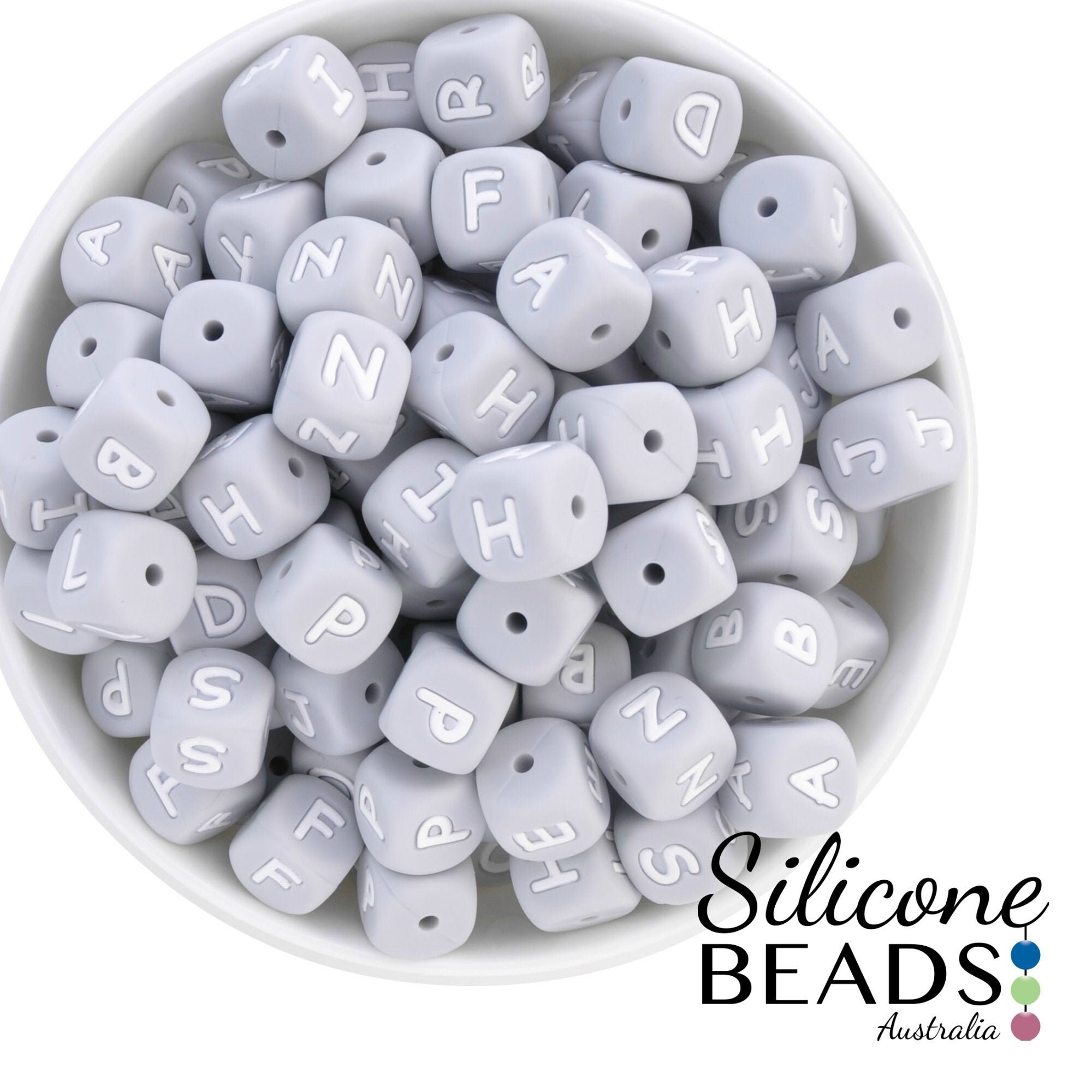 Letter N Silicone Bead, White, 12mm Cube - Golden Age Beads